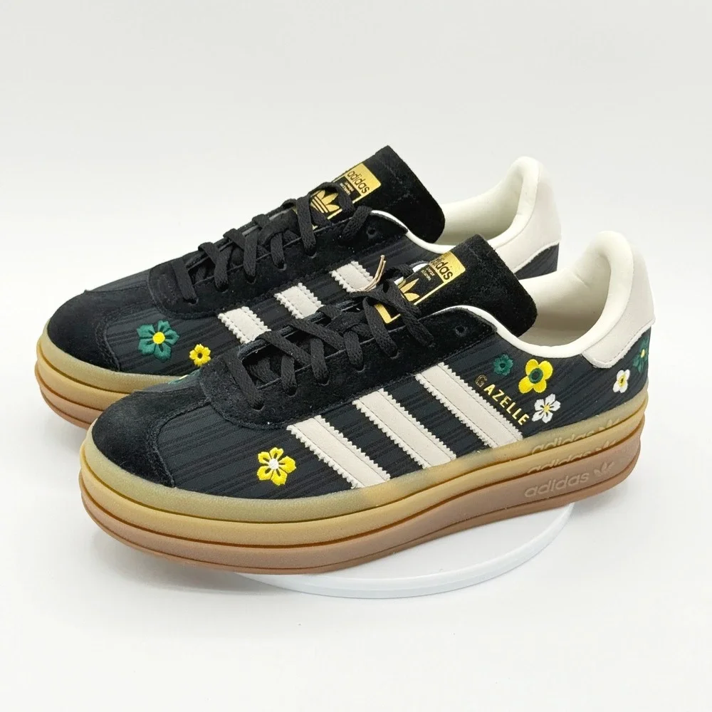 Adidas X Liberty London Gazelle Bold W Size 8.5 Black White Flowers IH1922, NEW